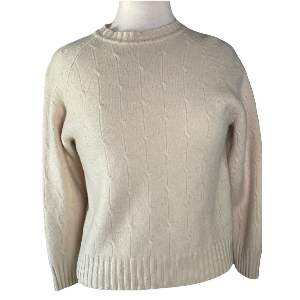 Callaway Golf - 100% Cashmere Women's Cable Knit Sweater Cream Color Small